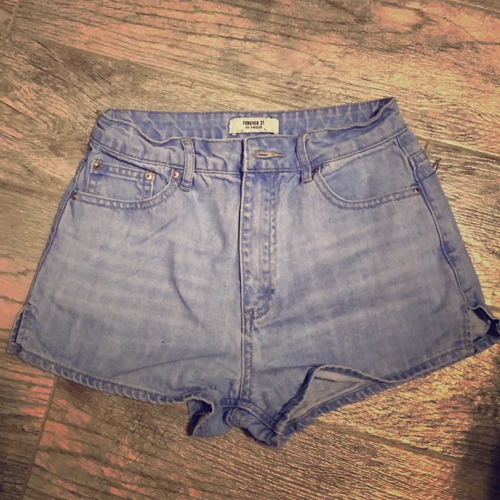 High waisted denim shorts